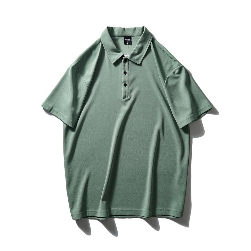 Waffle Polo Shirt Short Sleeve Summer with Collar Outdoor Light Green M