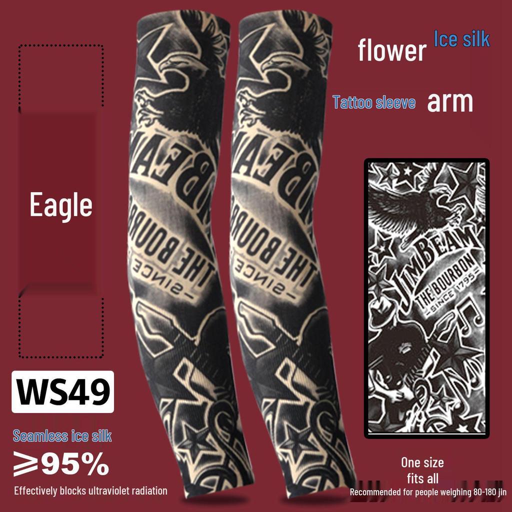 Ice Silk Tattoo Sun Protection Sleeves for Men & Women - Summer Driving, Cycling, Flower Design Arm Shades