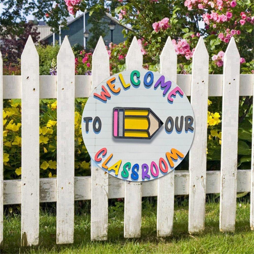 Wooden Welcome Door Signs Cartoon Door Hanging Ornament Welcome To Our Home Sign  Classroom