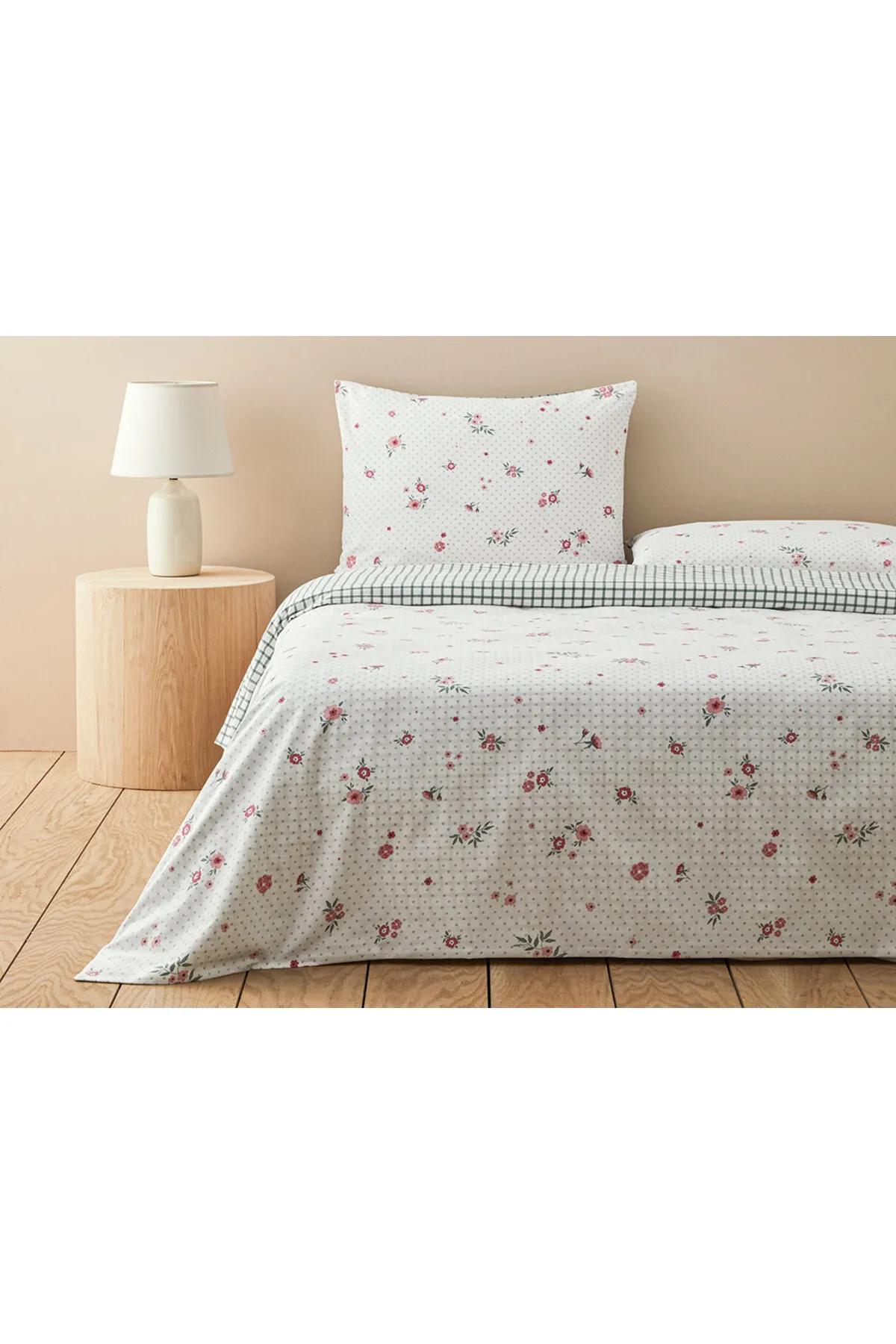 

Bloomy Dots Cotton Single Duvet Cover Set Pink Double Sided