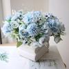 Artificial Flowers Bunch Realistic Faux Silk Flowers Long-Lasting Hydrangea Rose Fake Flowers