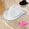 Ladies Unisex YK Style Top Hat Star Fringed Beaded Cowboy Hat Dating Vacation Big Brim