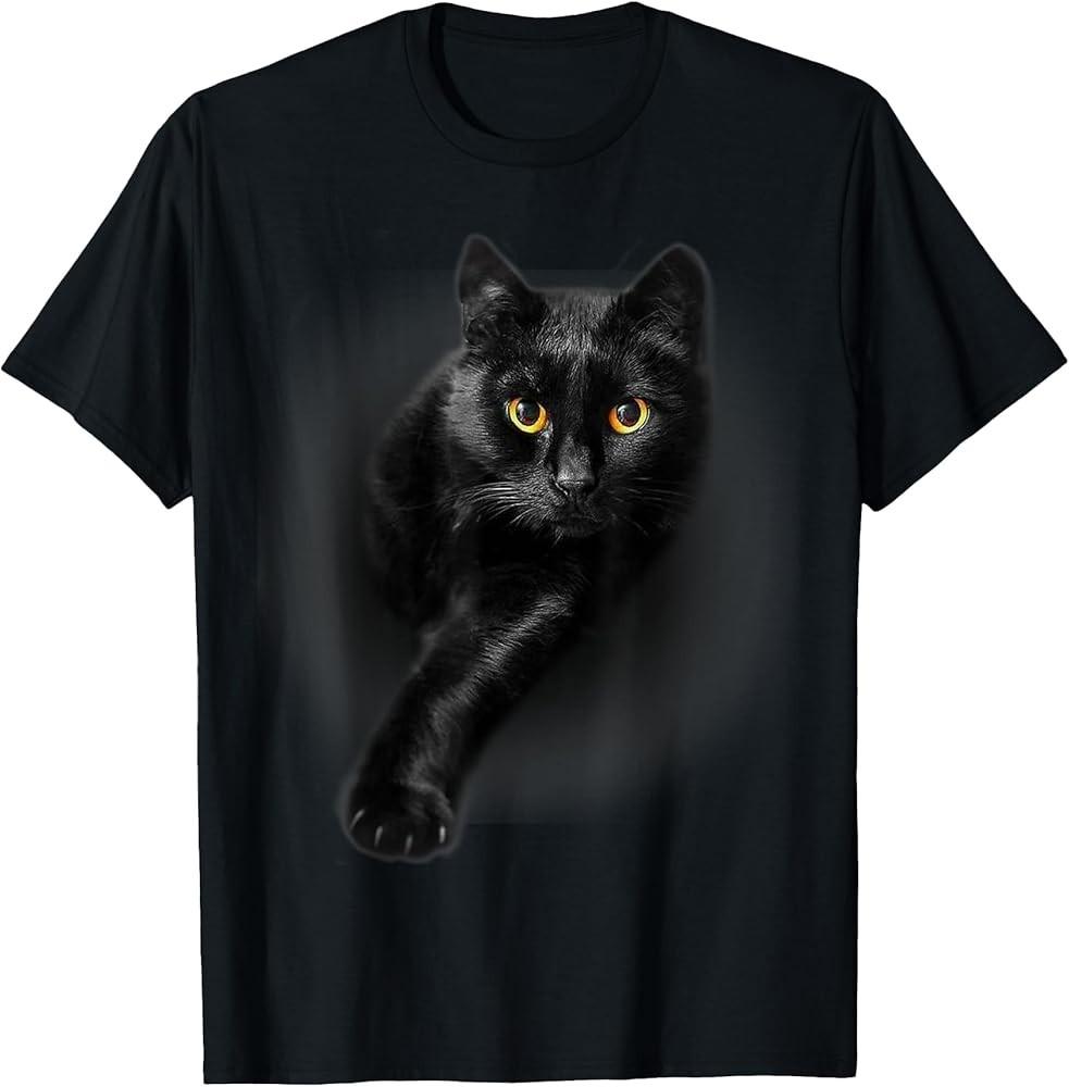Black Cat Yellow Eyes TShirt Cats Tee Shirt Gifts TShirt Unisex T-Shirt L