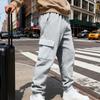 Spring and autumn jacquard checkered jogger pants, casual long pants for men, versatile and stylish multi-pocket trousers