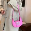 Stylish Large Capacity Pu Crescent Bag For Fashionable Women In Black And Pink Colors