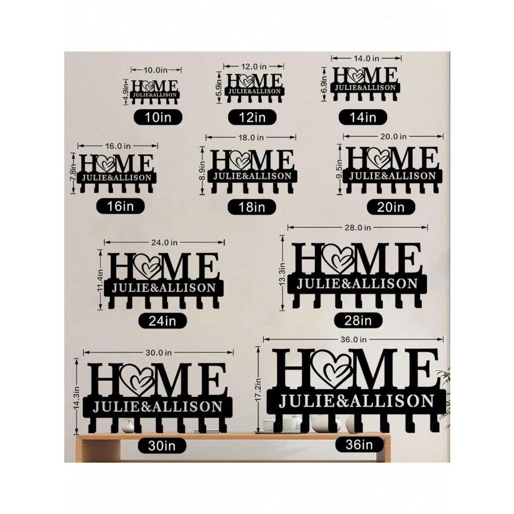 

Personalized Name Key Holder, Wall Mounted with Hooks for Keys, Bags, Towels, Custom Coat Rack 10