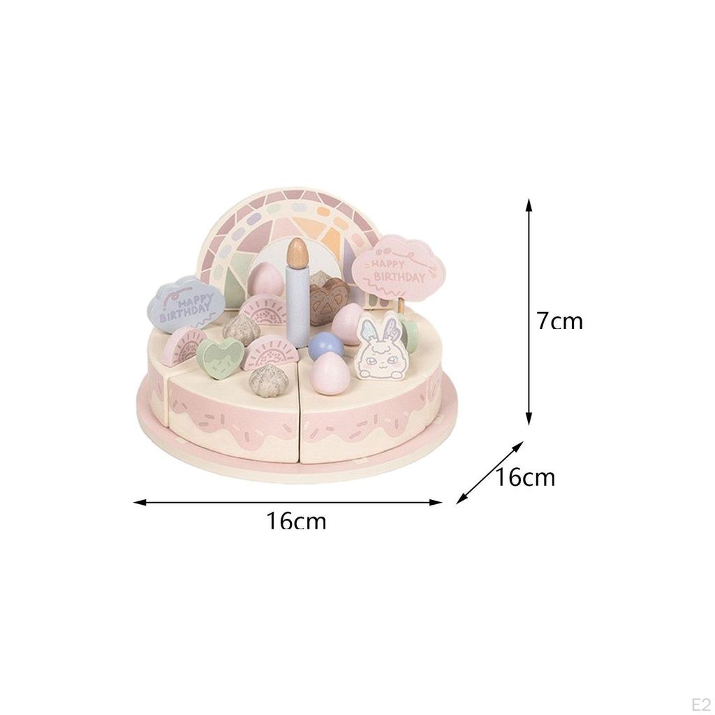 Wooden Birthday Cake Pretend Play Food Toy for Kids 3+ Boys Girls Gifts