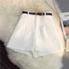 Women's White A-Line High Waist Wide Leg Shorts - Spring/Autumn Casual Loose Fit with Lining