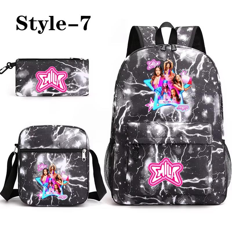 Neue Mode Emilia Mernes 3-teiliger Rucksack Jungen Mädchen Schule Emilia Mernes Rucksack Umhängetasche Federmäppchen Schultasche