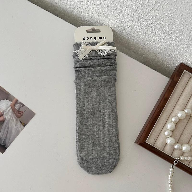 Sweet Romantic Bow Floral Lolita Lace Socks - Summer Cotton Mesh, Breathable Pattern
