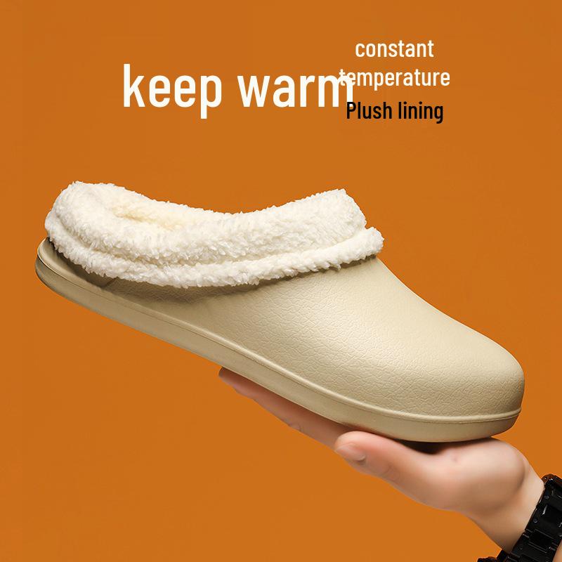 Women's Fleece-Lined Cotton Slippers: Warm, Non-Slip, Waterproof, Plus Size Winter Footwear for Couples