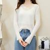 Autumn Women's Korean Version V-neck Hollowed Out Long Sleeved Knitted Sweater Loose and Fashionable Pure Short Top