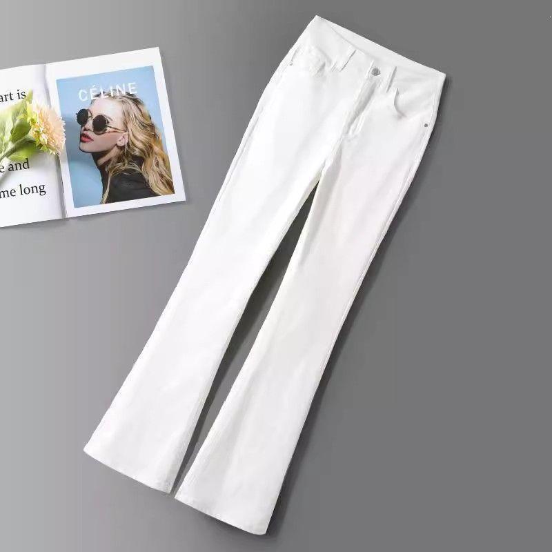 

Women s High-Waisted White Flared Jeans, Spring 2026, Slim Fit Plus Size. 33 (Waist 86cm, 75kg-80kg) білий