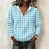 Women's Fashion Long Sleeve Plaid Print Hoodie Pullover with Casual Top