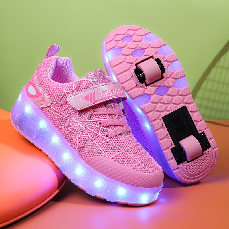 

Spider Web Runaway Shoes Boys and Girls Students Light LED Light Charging Light Shoes Roller Skates 39