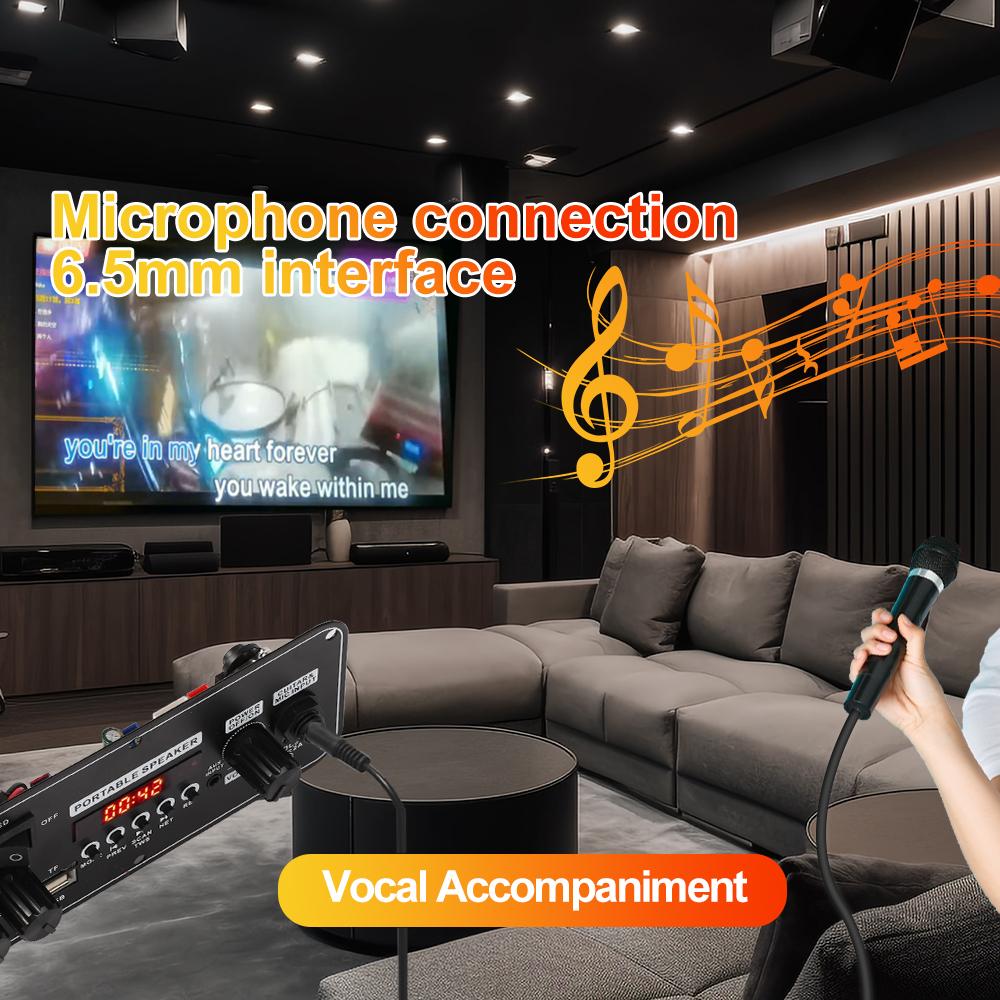 

20 Вт Плата усилителя Поддержка Bluetooth AUX TF-карта U-диск Микрофонный вход для Цифровой Класс D Низкий уровень искажений Аудио Звук DC 12 В CHINA