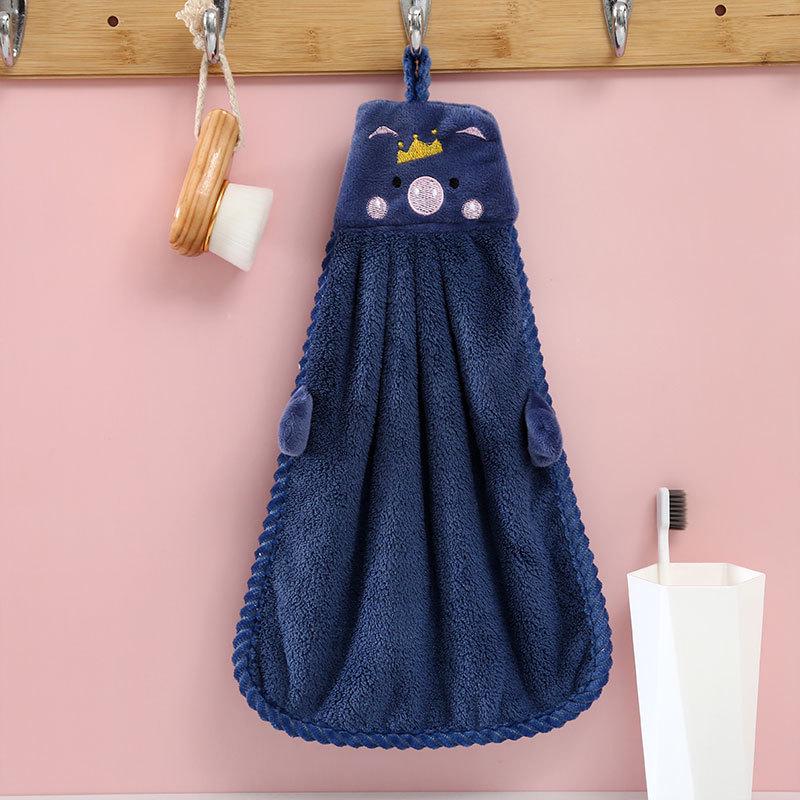 Cartoon Little Pig Coral Fleece Hand Towel - Cute, Absorbent, Ideal for Kids' Hand Wiping in Kitchen