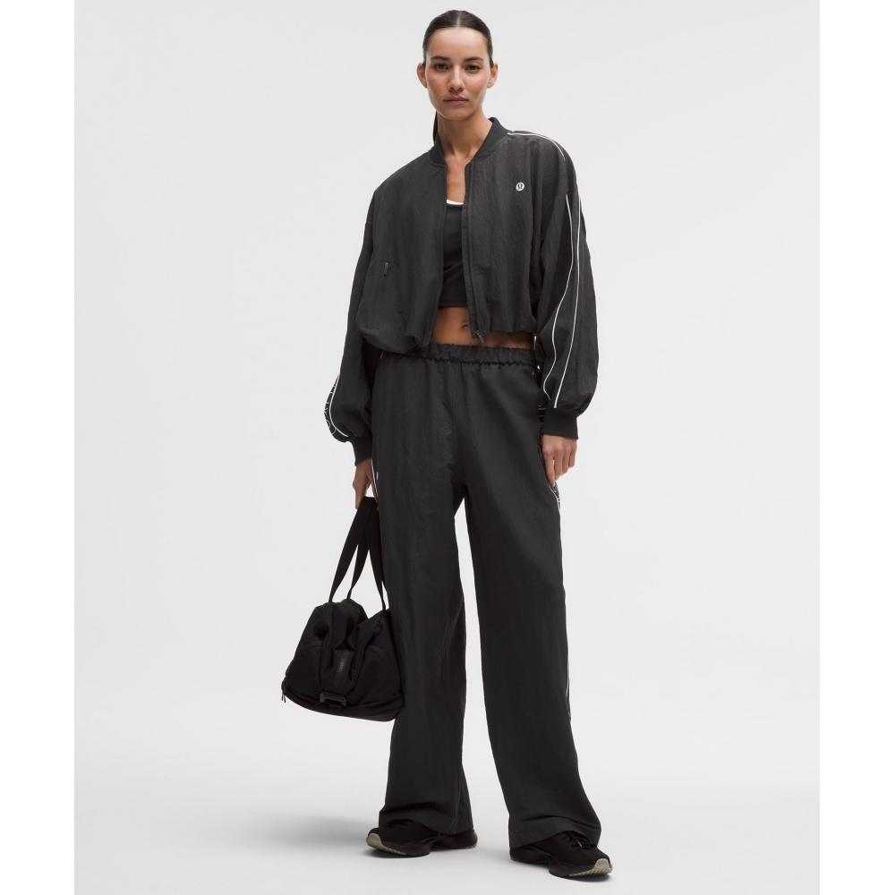 Lululemon Crinkle Nylon Track Jacket  Wordmark Black White