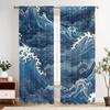 Tende BIIHUDU Onde Oceaniche Giapponesi - Design Oscurante Retrò con Passacanti, 100% Poliestere Lavabile in Lavatrice Blocca Luce D