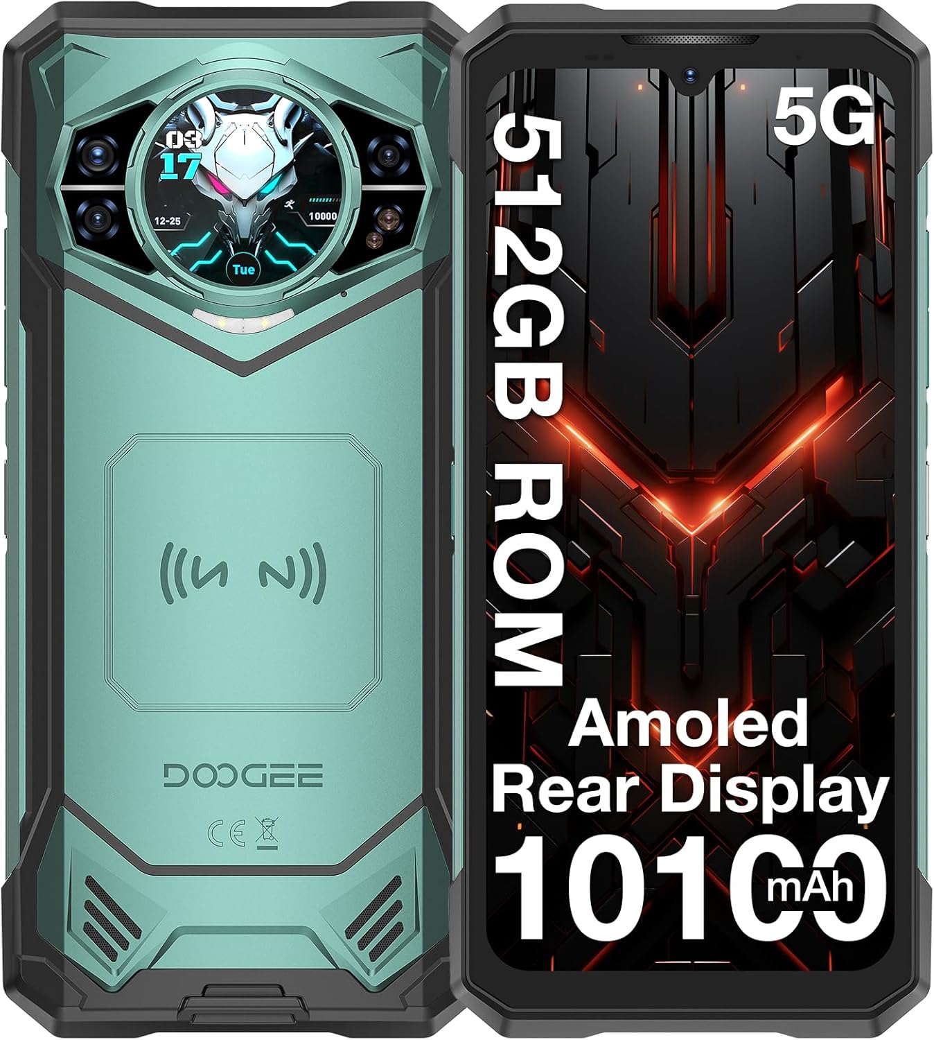 

Мобільний телефон DOOGEE S200 X 5G 32 ГБ + 512 ГБ / TF 2 ТБ 10100 мАг 100 МП 6,72 FHD 1,32 AMOLED-екран Android 14 / NFC / OTG зелений
