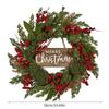 Pine Needle and Berries Door Wreath For Christmas New Year Indoor Outdoor Decorations Easy To Hanging Window Accessory