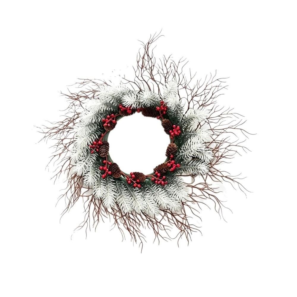 Red Berries Christmas Wreath Pinecones Christmas Decorations Xmas Ornament Wall Hanging Decor