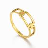Simple Rectangle Chain Women's Ring Kpop Stainless Steel Rose Gold Finger Rings Jewelry Gift