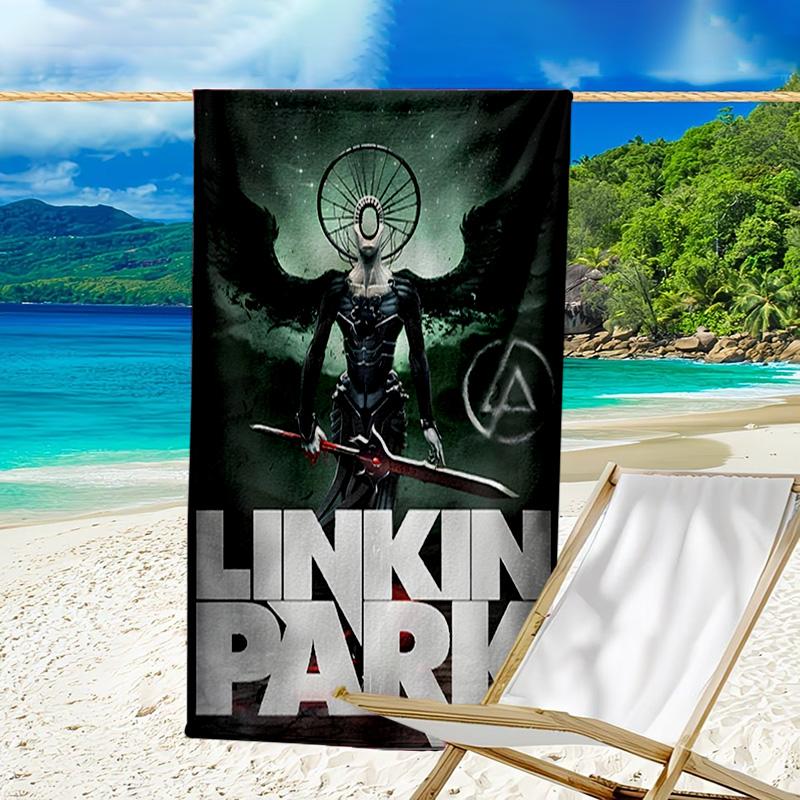 1pc Linkin Park2 Beach Towel, Beach and Seaside Swimming Pool Equipment, Fashion Pattern, Rectangular, Travel Essentials