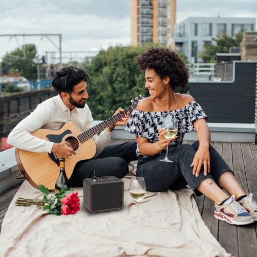 JUSTPRO 15W Mini Guitar Amplifier, Portable Acoustic Guitar Amplifier, Rechargeable Wireless Guitar Practice Amplifier with 4 EFX Volume Adjustment, S