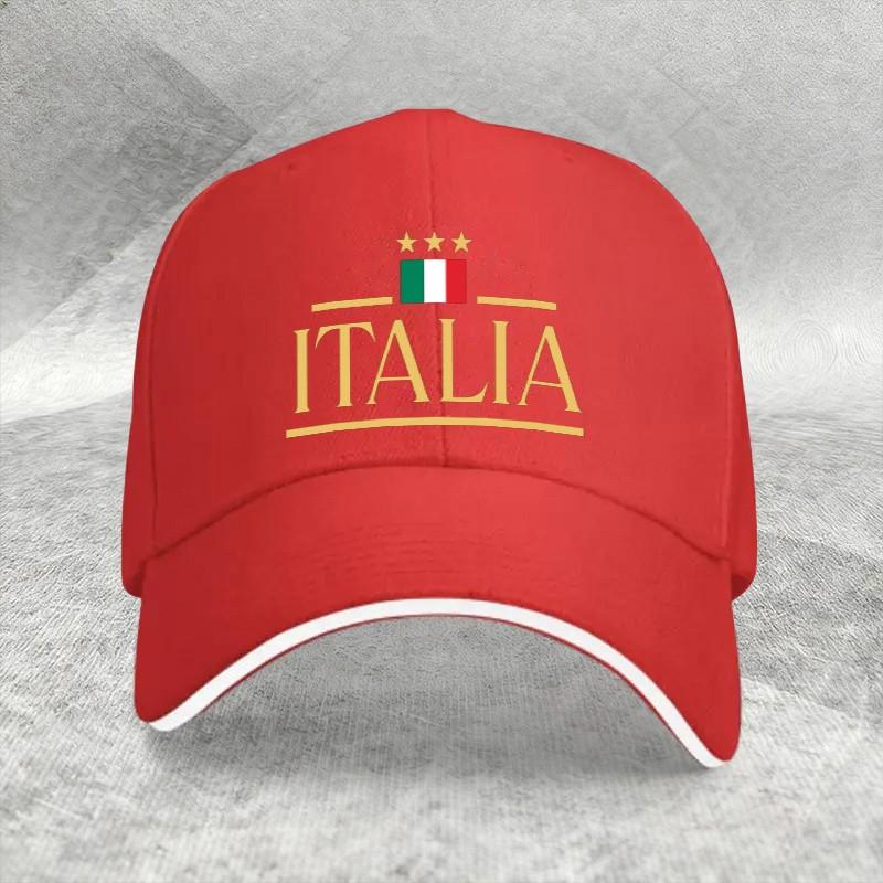 Italia Three Stars Flag Baseball Cap Golden Lettering Adjustable Cotton Casual Outdoor Headwear One Size