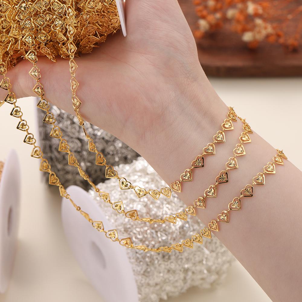 1 Meter Hollow Out Double Heart Chains Copper Classical Chain for Bracelet Necklace Jewelry Making Accessories