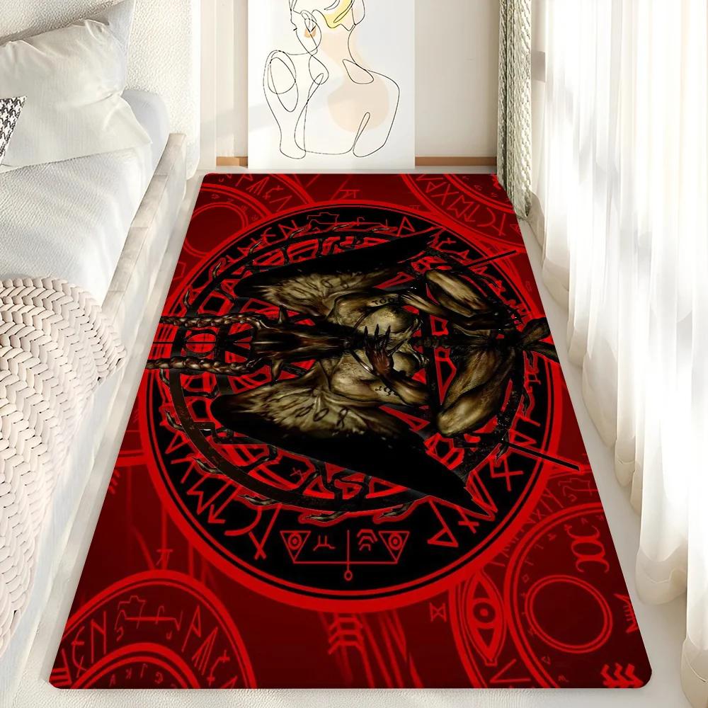 Satanic Baphomet Floor Mat INS Style Soft Bedroom Floor House Laundry Room Mat Anti-skid Household Carpets