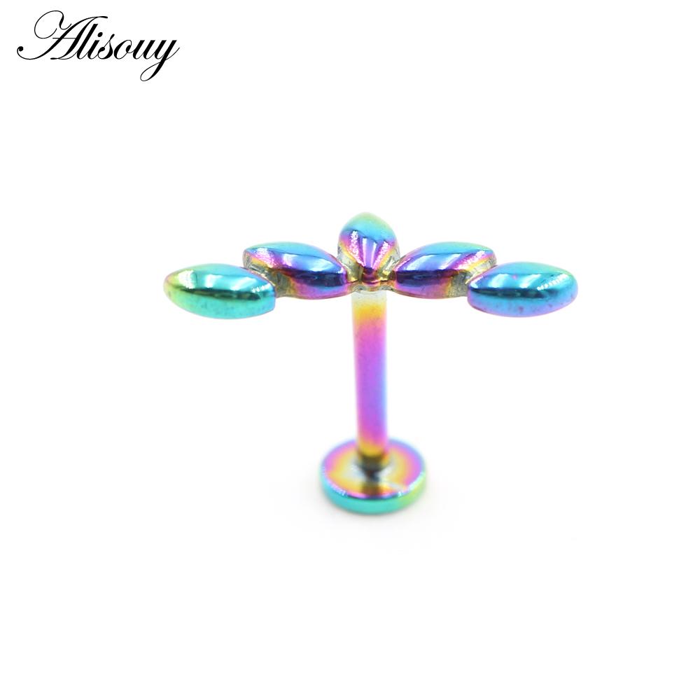 Alisouy 1 Stück Edelstahl Hundepfotenabdrücke Blatt 16G Tragus Helix Bar Labret Lippenring Knorpel Ohr Ohrring Piercing Körperschmuck