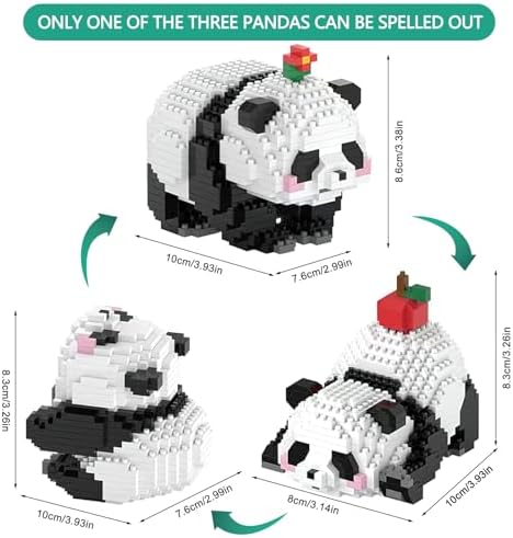 3 in 1 Panda Building Blocks Toy Set, Animal Construction Bricks Creative Building Toys for Kids Ages 6+ Years Old, Birthday Gift for Boys Girls