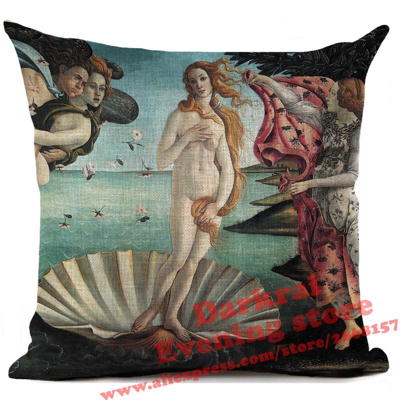 Mona Lisa Smile Art Cushion Cover Renaissance Oil Painting Style Decor Living Room Sofa Throw Pillows Home Decoration Pillowcase
