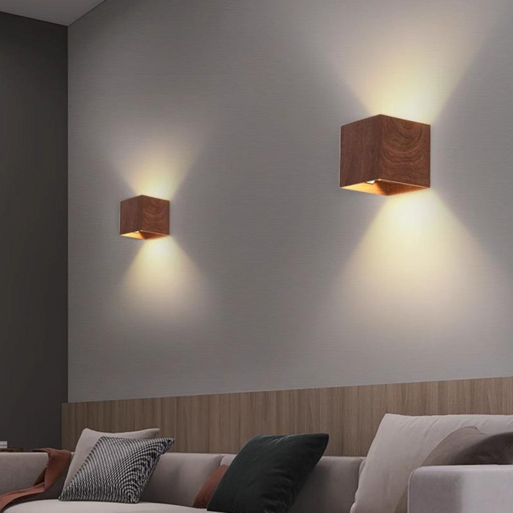New Enhance Your Space with the Exquisite and Sophisticated Original Nordic Square LED Wall Sconce Lamp In Warm Walnut. Ideal Fo