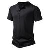 Men Summer T-shirt Solid Color Pullover Buttons O Neck Short Sleeves Daily Wear Thin Mid Length Breathable Men Top Men Clothes