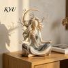 Posąg Wzrostu Duchowego Bogini Księżyca Medytacja Posąg z Żywicy, Figurka Jogi Zen, Elegancka Dekoracja Biurka Półksiężyc do Wystroju Domu, Prezent dla Zakochanych