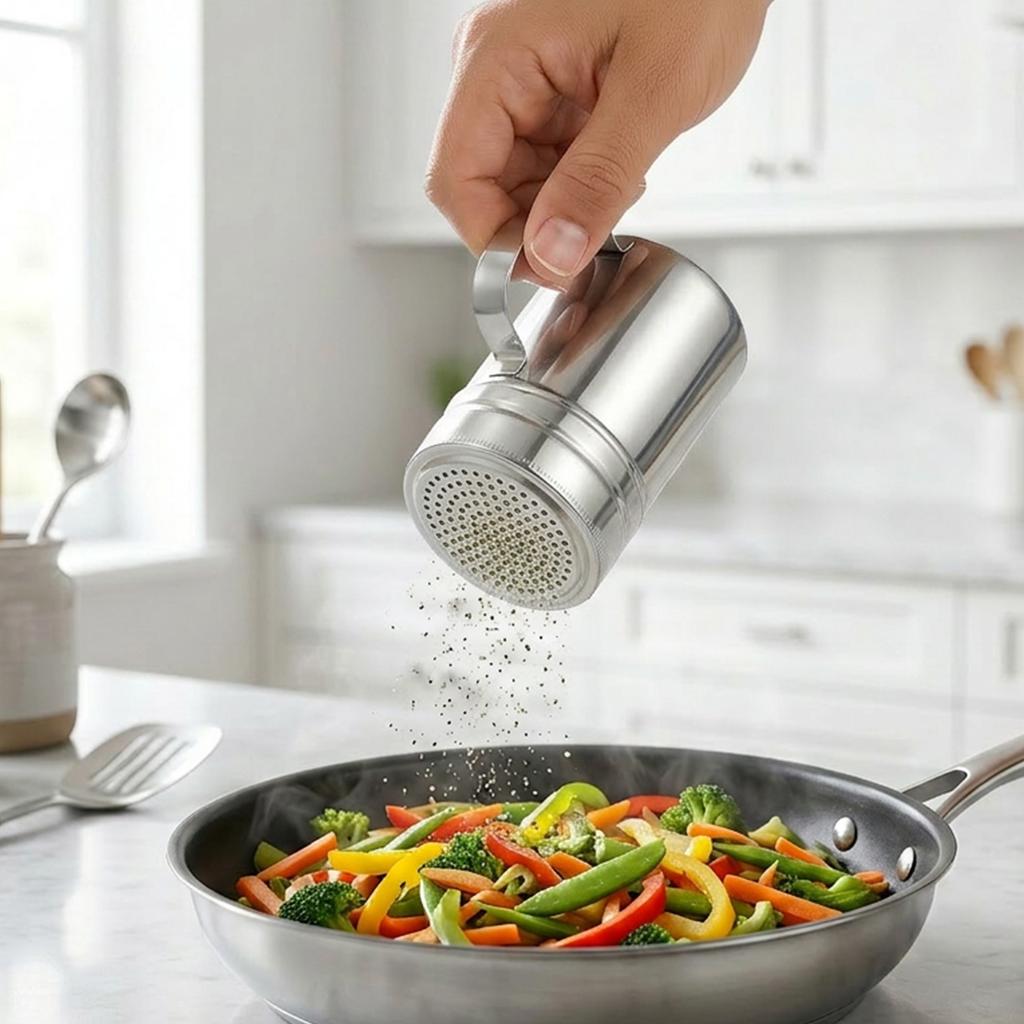 380/200ml Spice Shaker Stainless Steel Seasoning Jar Pepper Bottle Toothpick Holder Cook Salt Shaker Cocoa Cinnamon Sugar Shaker