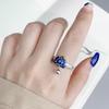 S925 Sterling Silver Blue Lotus Adjustable Tassel Ring for Women - Retro, Simple Design