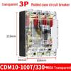 DELIXI CDM10-100/3300 Three-Phase Circuit Breaker, 100A 80A 60A, 3P Air Switch