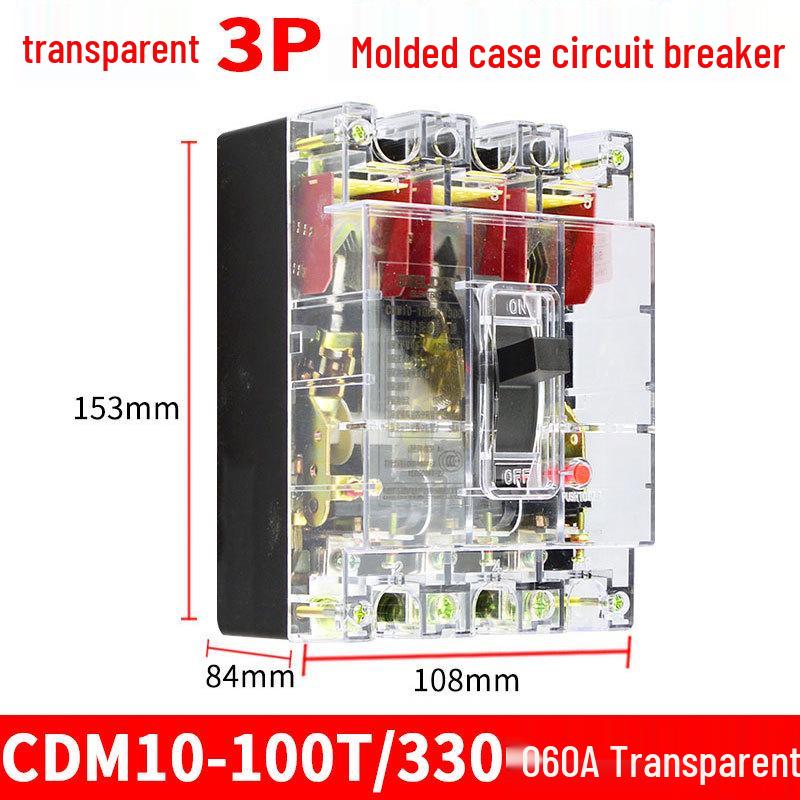 DELIXI CDM10-100/3300 Three-Phase Circuit Breaker, 100A 80A 60A, 3P Air Switch