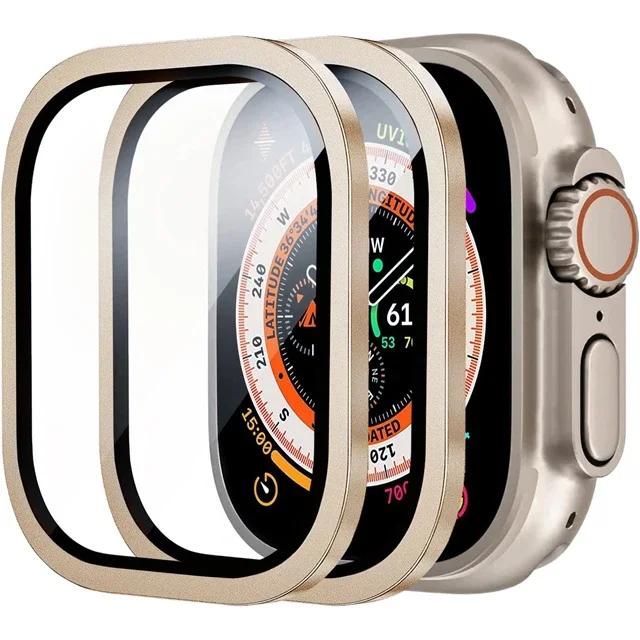 1/2PCS Tempered Glass For Apple Watch Ultra 49mm Screen Protector Anti-Scratch HD Metal Bumper Full Film for IWatch Ultra 49mm