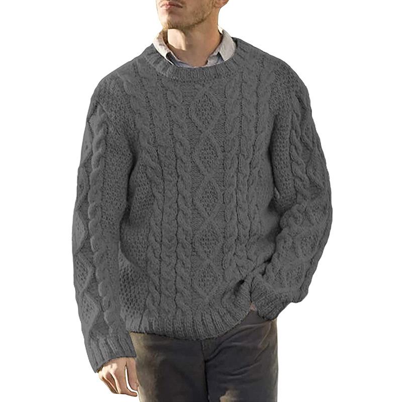 Herren Strickpullover 2025 Herbst/Winter Unifarben Rundhals - Europäischer & Amerikanischer Stil, Große Größen, Langarm