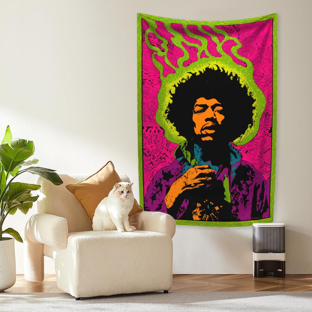 Rock Music Legends Tapestry Jimi Hendrixs Vintage Wall Hanging Carpets Bedroom Or Home Decor Concert Background Cloth