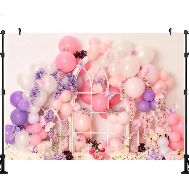 LS Butterfly Garden Backgrounds Cake Smash Kids Adult Photography Props Child Baby Balloon Decors Photo Backdrops