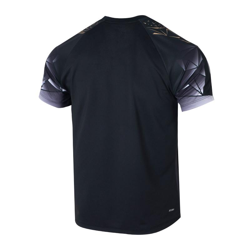 Li Ning International Team Competition Series Sports Casual Minimalist Color Block Short Sleeve Badminton Shirt Unisex Tops Black AAYV021-1