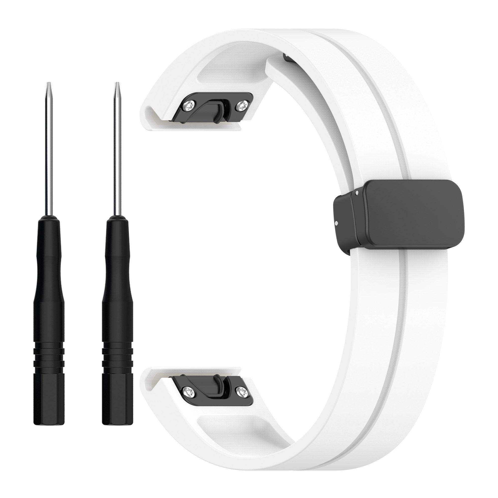 

Silicone Watch Band for Garmin Fenix 8 43mm/Forerunner 570 42mm/Fenix 7S/6S/5S,Magnetic Buckle 20mm Sport Strap with Tools White