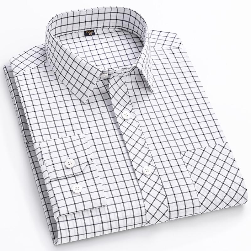 Spring Summer Thin Men's Shirt Long-Sleeved Cotton Plaid Shirt Formal Fashion Soft Breathable Classic Basic Casual  Shirts