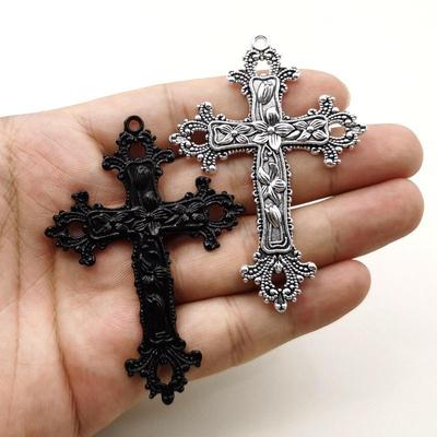 European and American Retro Zinc Alloy Flower Vine Cross Pendant Jewelry Accessories